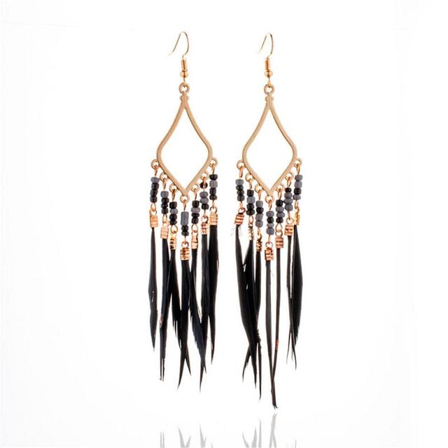 Boucles d'oreilles plumes à pompons