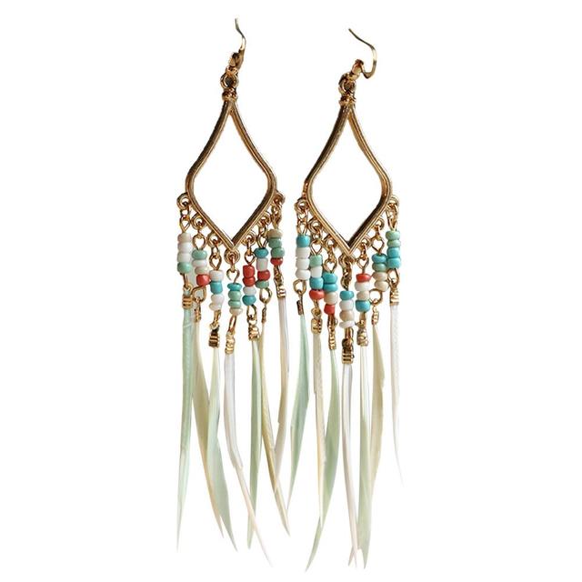 Boucles d'oreilles plumes à pompons