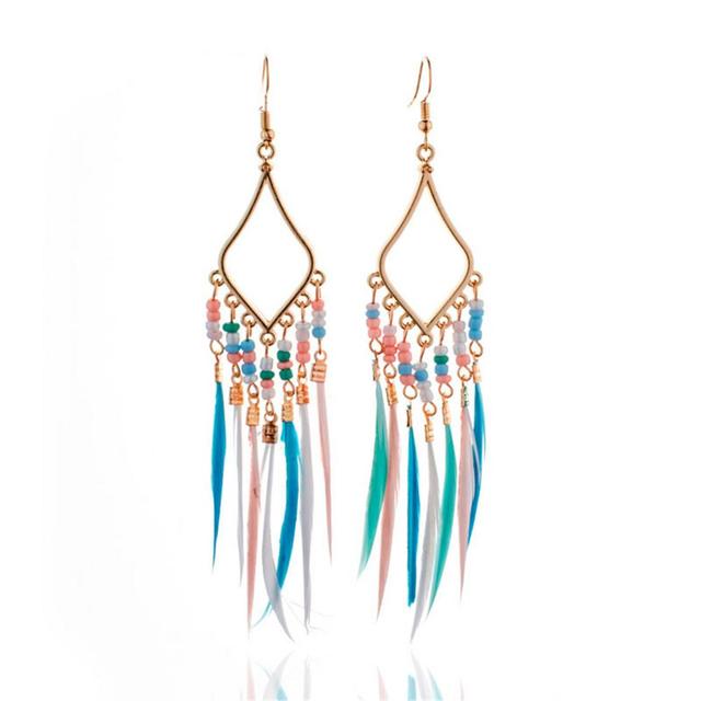 Boucles d'oreilles plumes à pompons