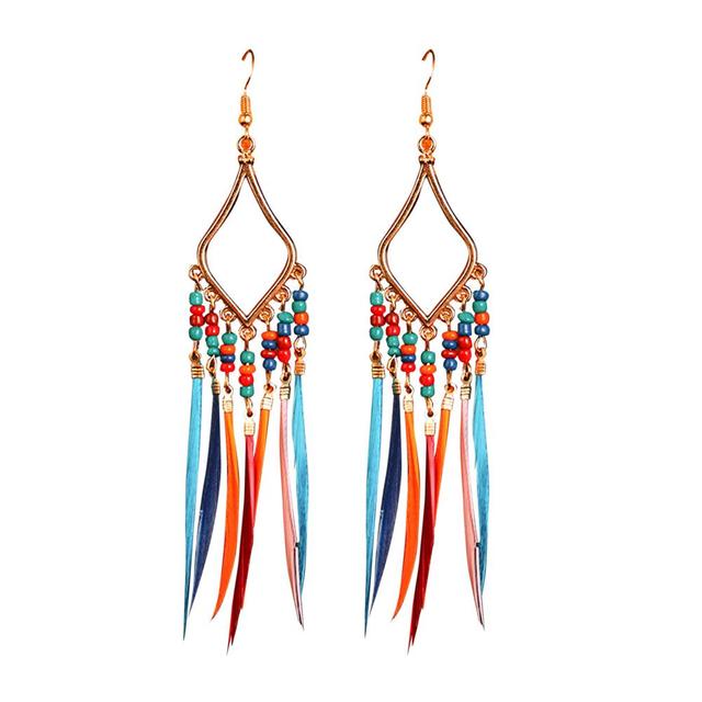 Boucles d'oreilles plumes à pompons
