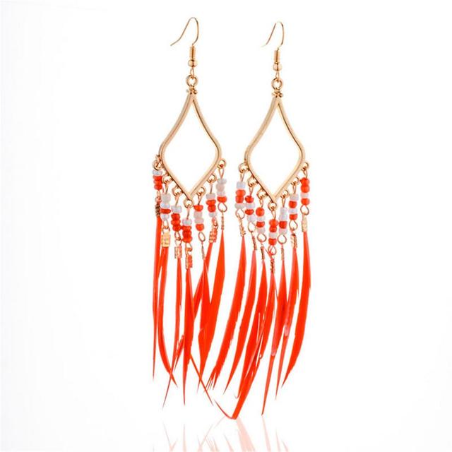 Boucles d'oreilles plumes à pompons