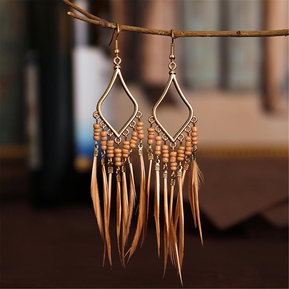Boucles d'oreilles plumes à pompons