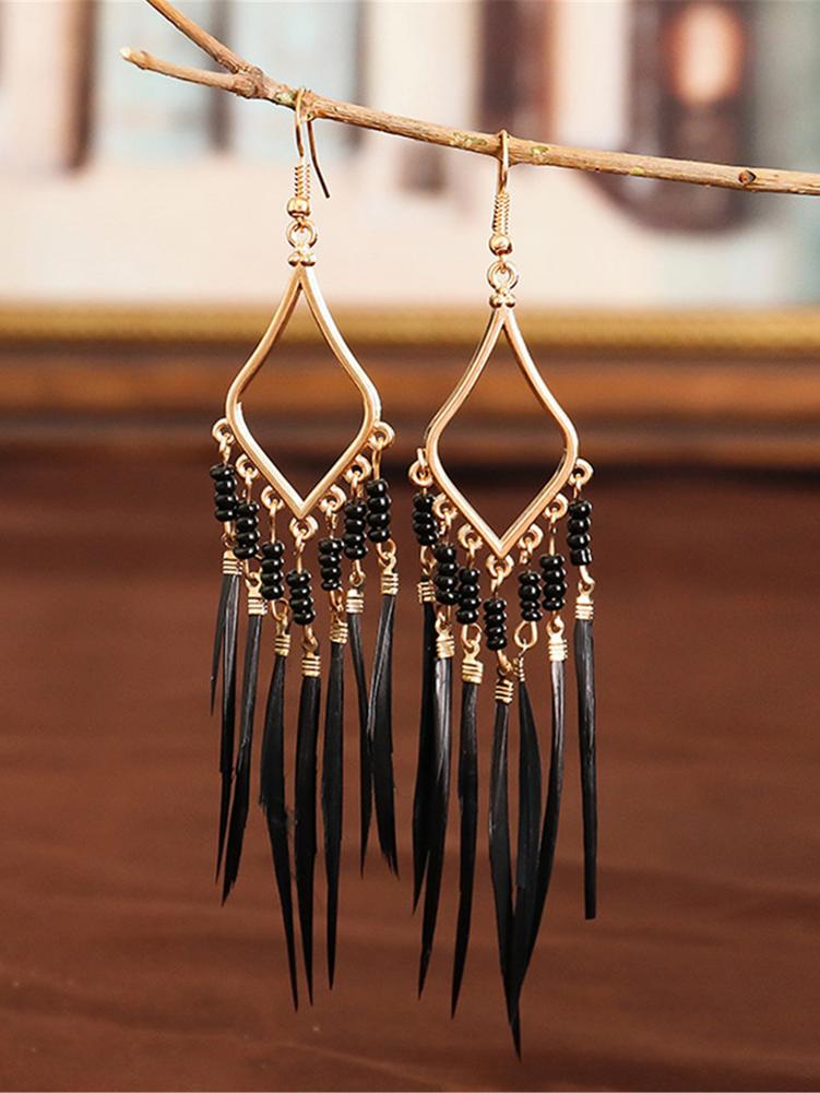 Boucles d'oreilles plumes à pompons