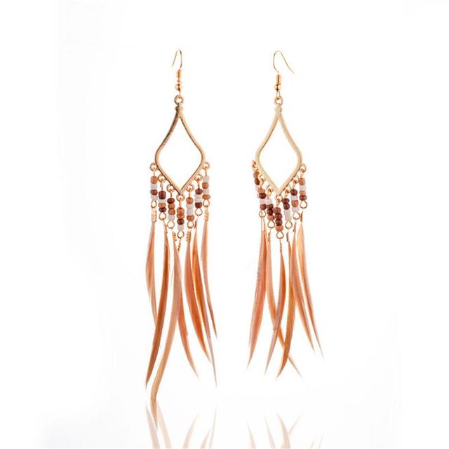 Boucles d'oreilles plumes à pompons