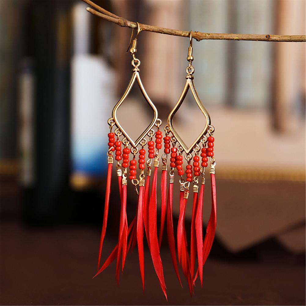 Boucles d'oreilles plumes à pompons