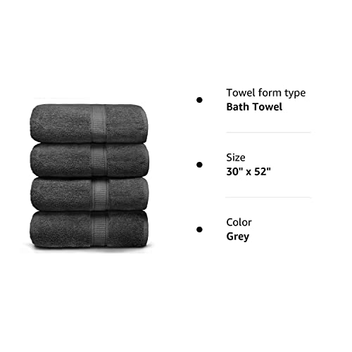 Ariv Towels 4-Piece Large Premium Cotton Bamboo Bath Towels Set for Sensitive Skin & Daily Use - Soft, Quick Drying & Highly Absorbent for Bathroom, Gym, Hotel & Spa- 30" X 52"-Denim