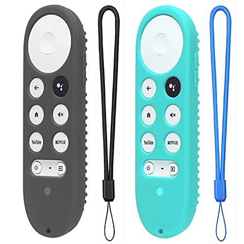 2 Pack Silicone Case for Chromecast with Google TV 2020 Voice Remote Protective Cover for 2020 Chromecast Voice Remote (Red+Sky Blue)