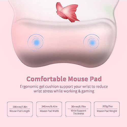 EooCoo Ergonomic Mouse Pad with Wrist Support, Non-Slip Base Mouse Mat for Internet Cafe, Home & Office