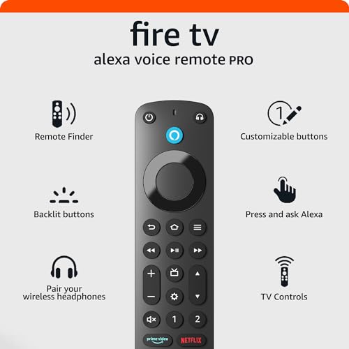 Amazon Fire TV Alexa Voice Remote Pro (newest model) with remote finder, TV controls, and backlit buttons