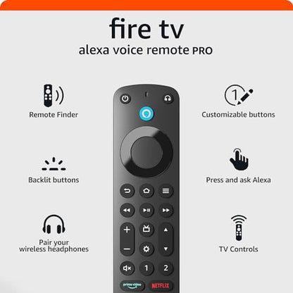 Amazon Fire TV Alexa Voice Remote Pro (newest model) with remote finder, TV controls, and backlit buttons