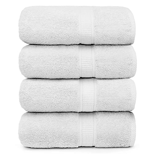 Ariv Towels 4-Piece Large Premium Cotton Bamboo Bath Towels Set for Sensitive Skin & Daily Use - Soft, Quick Drying & Highly Absorbent for Bathroom, Gym, Hotel & Spa- 30" X 52"-Denim