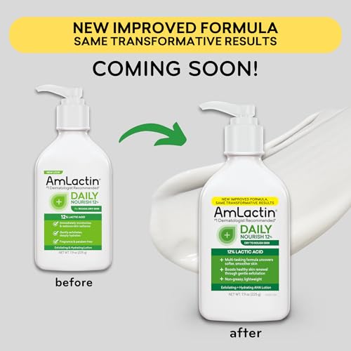 AmLactin Daily Moisturizing Lotion for Dry Skin, 7.9 oz Pump Bottle, 2-in-1 Exfoliator - Body Lotion with 12% Lactic Acid, Dermatologist-Recommended (Packaging May Vary)