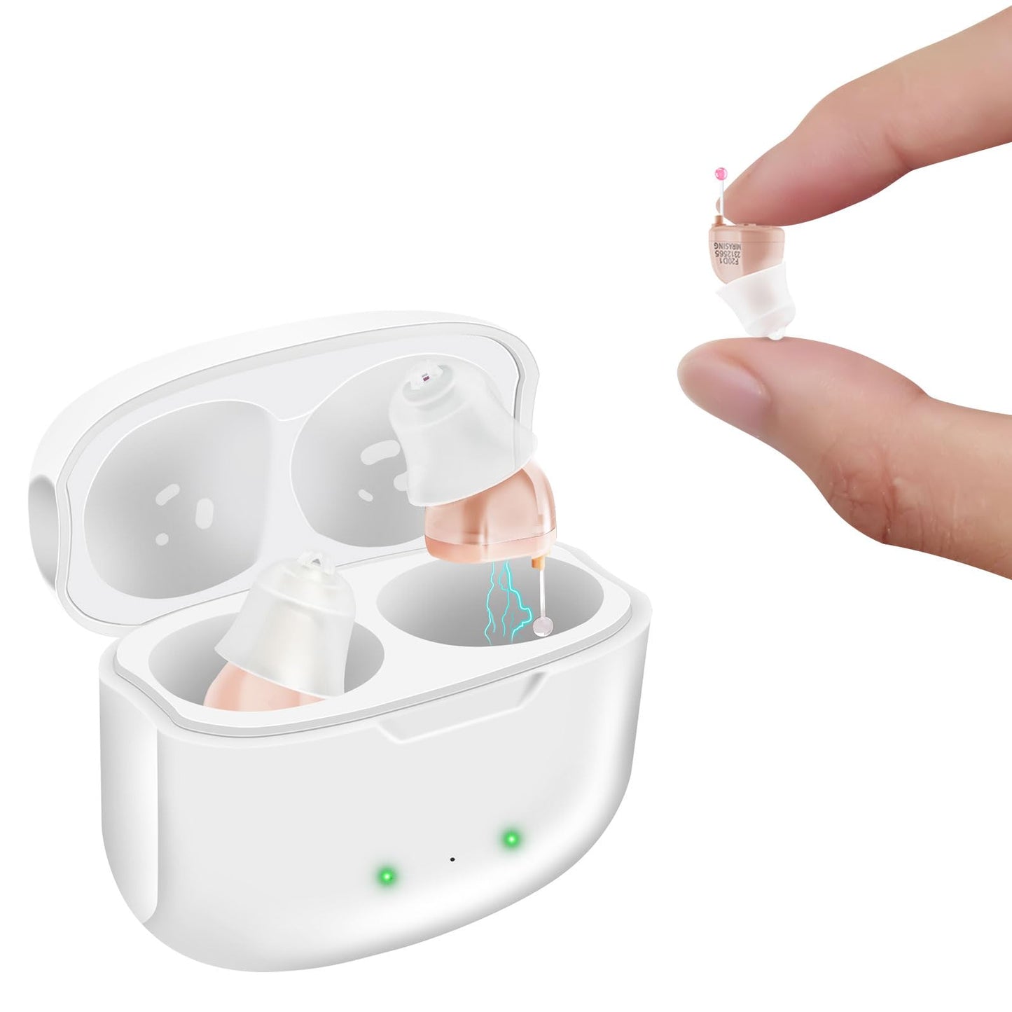 Not Amplifier True Hearing Aids,Invisible 16 Channels Digital Rechargeable Hearing Aids for Seniors with Noise Cancellation with Charging Box (Skin)