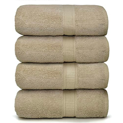 Ariv Towels 4-Piece Large Premium Cotton Bamboo Bath Towels Set for Sensitive Skin & Daily Use - Soft, Quick Drying & Highly Absorbent for Bathroom, Gym, Hotel & Spa- 30" X 52"-Denim