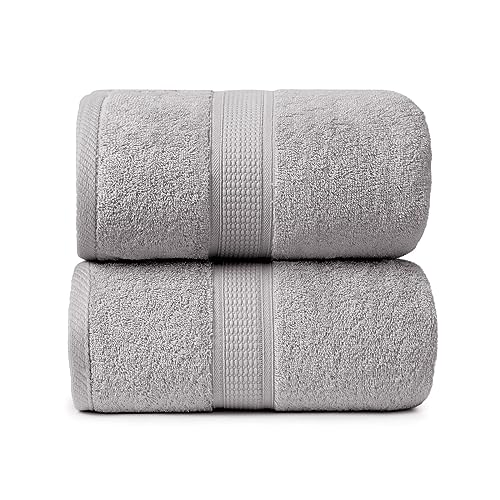 Ariv Towels 4-Piece Large Premium Cotton Bamboo Bath Towels Set for Sensitive Skin & Daily Use - Soft, Quick Drying & Highly Absorbent for Bathroom, Gym, Hotel & Spa- 30" X 52"-Denim