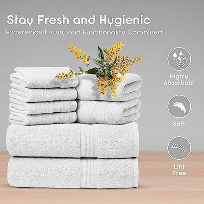 Ariv Towels 4-Piece Large Premium Cotton Bamboo Bath Towels Set for Sensitive Skin & Daily Use - Soft, Quick Drying & Highly Absorbent for Bathroom, Gym, Hotel & Spa- 30" X 52"-Denim