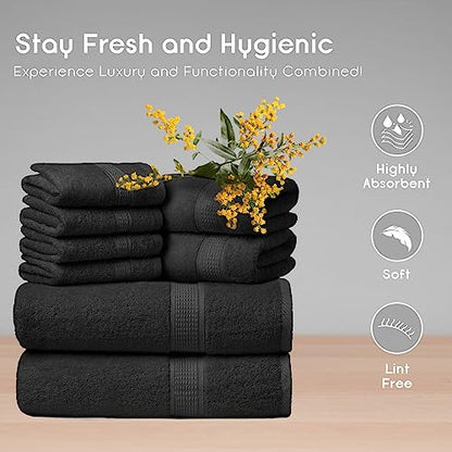 Ariv Towels 4-Piece Large Premium Cotton Bamboo Bath Towels Set for Sensitive Skin & Daily Use - Soft, Quick Drying & Highly Absorbent for Bathroom, Gym, Hotel & Spa- 30" X 52"-Denim