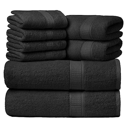 Ariv Towels 4-Piece Large Premium Cotton Bamboo Bath Towels Set for Sensitive Skin & Daily Use - Soft, Quick Drying & Highly Absorbent for Bathroom, Gym, Hotel & Spa- 30" X 52"-Denim