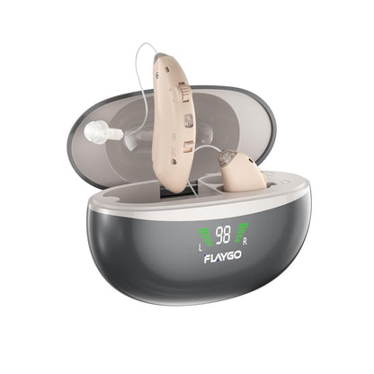 Rechargeable Hearing Aids for Seniors' Hearing Loss (Not Amplifier) - Latest 16-Channel Digital OTC Hearing Aid with Intelligent Noise Cancellation, 5-Day Long-Lasting Battery, Medical-Grade Materials, Comfortable & Anti-Slip for Secure Wearing, Beige