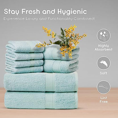 Ariv Towels 4-Piece Large Premium Cotton Bamboo Bath Towels Set for Sensitive Skin & Daily Use - Soft, Quick Drying & Highly Absorbent for Bathroom, Gym, Hotel & Spa- 30" X 52"-Denim