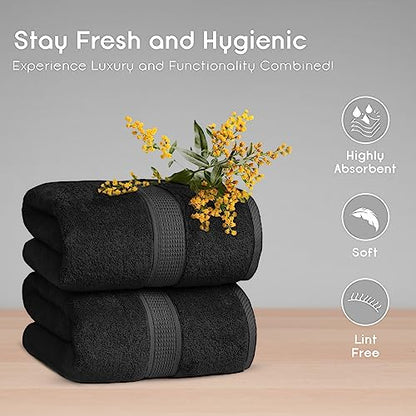 Ariv Towels 4-Piece Large Premium Cotton Bamboo Bath Towels Set for Sensitive Skin & Daily Use - Soft, Quick Drying & Highly Absorbent for Bathroom, Gym, Hotel & Spa- 30" X 52"-Denim