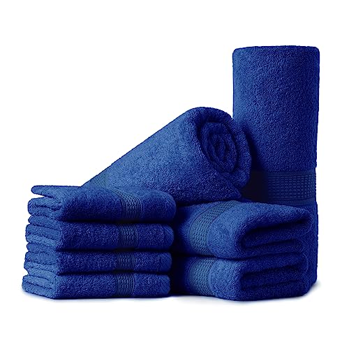 Ariv Towels 4-Piece Large Premium Cotton Bamboo Bath Towels Set for Sensitive Skin & Daily Use - Soft, Quick Drying & Highly Absorbent for Bathroom, Gym, Hotel & Spa- 30" X 52"-Denim