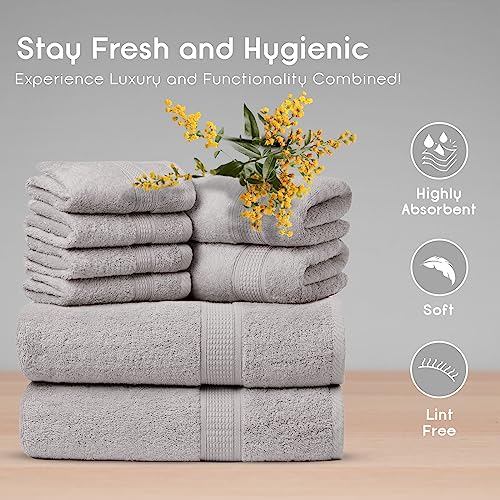 Ariv Towels 4-Piece Large Premium Cotton Bamboo Bath Towels Set for Sensitive Skin & Daily Use - Soft, Quick Drying & Highly Absorbent for Bathroom, Gym, Hotel & Spa- 30" X 52"-Denim