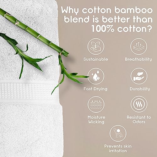 Ariv Towels 4-Piece Large Premium Cotton Bamboo Bath Towels Set for Sensitive Skin & Daily Use - Soft, Quick Drying & Highly Absorbent for Bathroom, Gym, Hotel & Spa- 30" X 52"-Denim