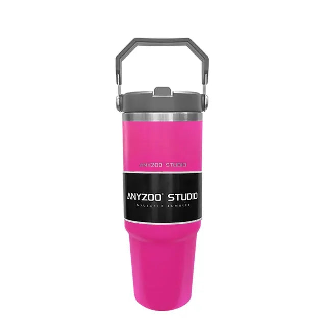 Botella termo de 30oz de acero inoxidable con pajita para coche, taza de café deportiva, termo, Taza de Viaje portátil, botella de agua grande para Fitness