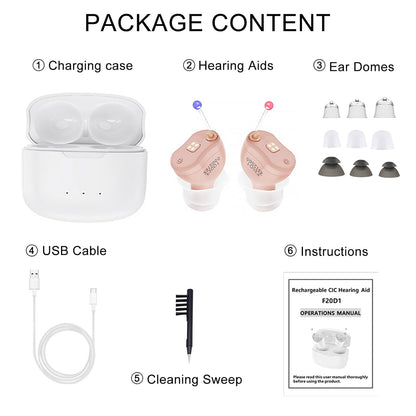 Not Amplifier True Hearing Aids,Invisible 16 Channels Digital Rechargeable Hearing Aids for Seniors with Noise Cancellation with Charging Box (Skin)