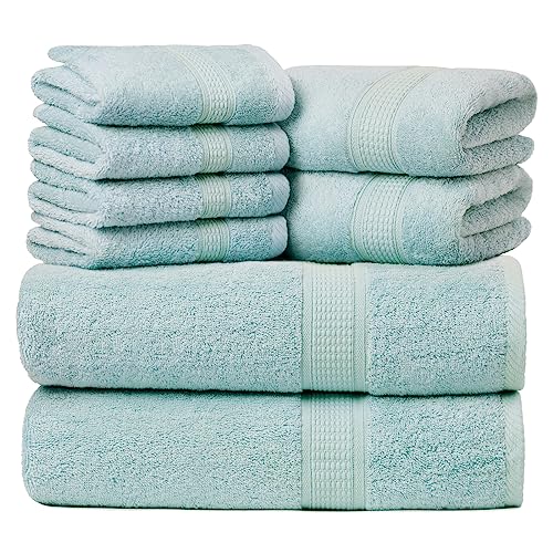 Ariv Towels 4-Piece Large Premium Cotton Bamboo Bath Towels Set for Sensitive Skin & Daily Use - Soft, Quick Drying & Highly Absorbent for Bathroom, Gym, Hotel & Spa- 30" X 52"-Denim