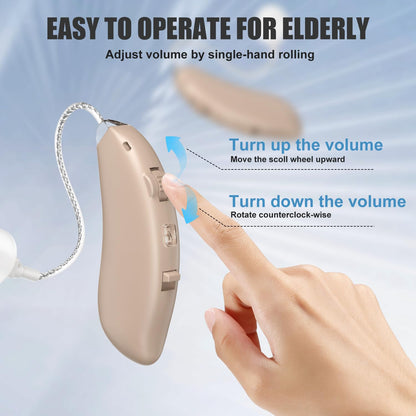 Rechargeable Hearing Aids for Seniors' Hearing Loss (Not Amplifier) - Latest 16-Channel Digital OTC Hearing Aid with Intelligent Noise Cancellation, 5-Day Long-Lasting Battery, Medical-Grade Materials, Comfortable & Anti-Slip for Secure Wearing, Beige