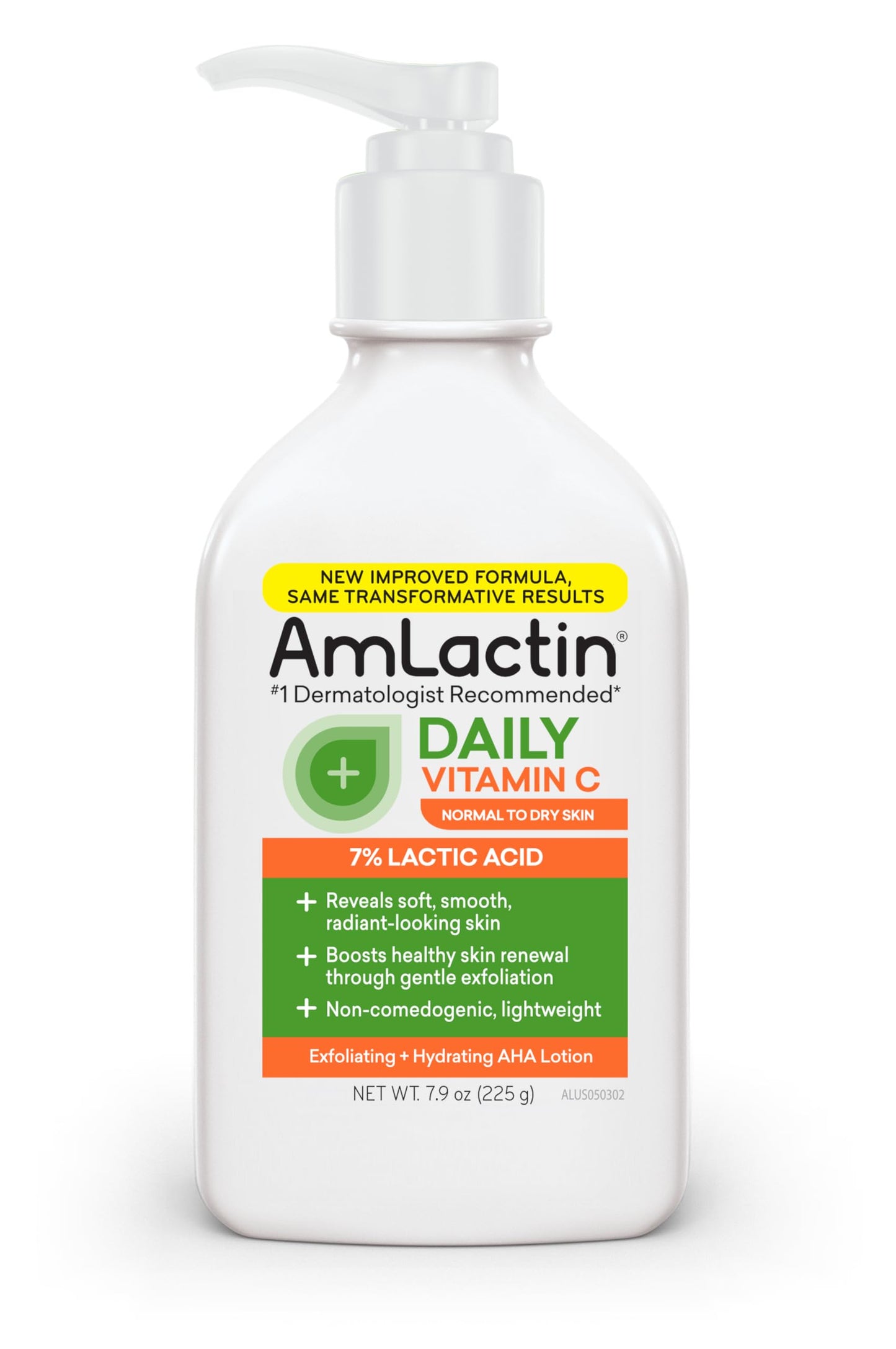 AmLactin Daily Vitamin C Lotion - 7.9 oz Body Lotion with 7% Lactic Acid - Skin-Brightening Exfoliator and Moisturizer for Dry Skin