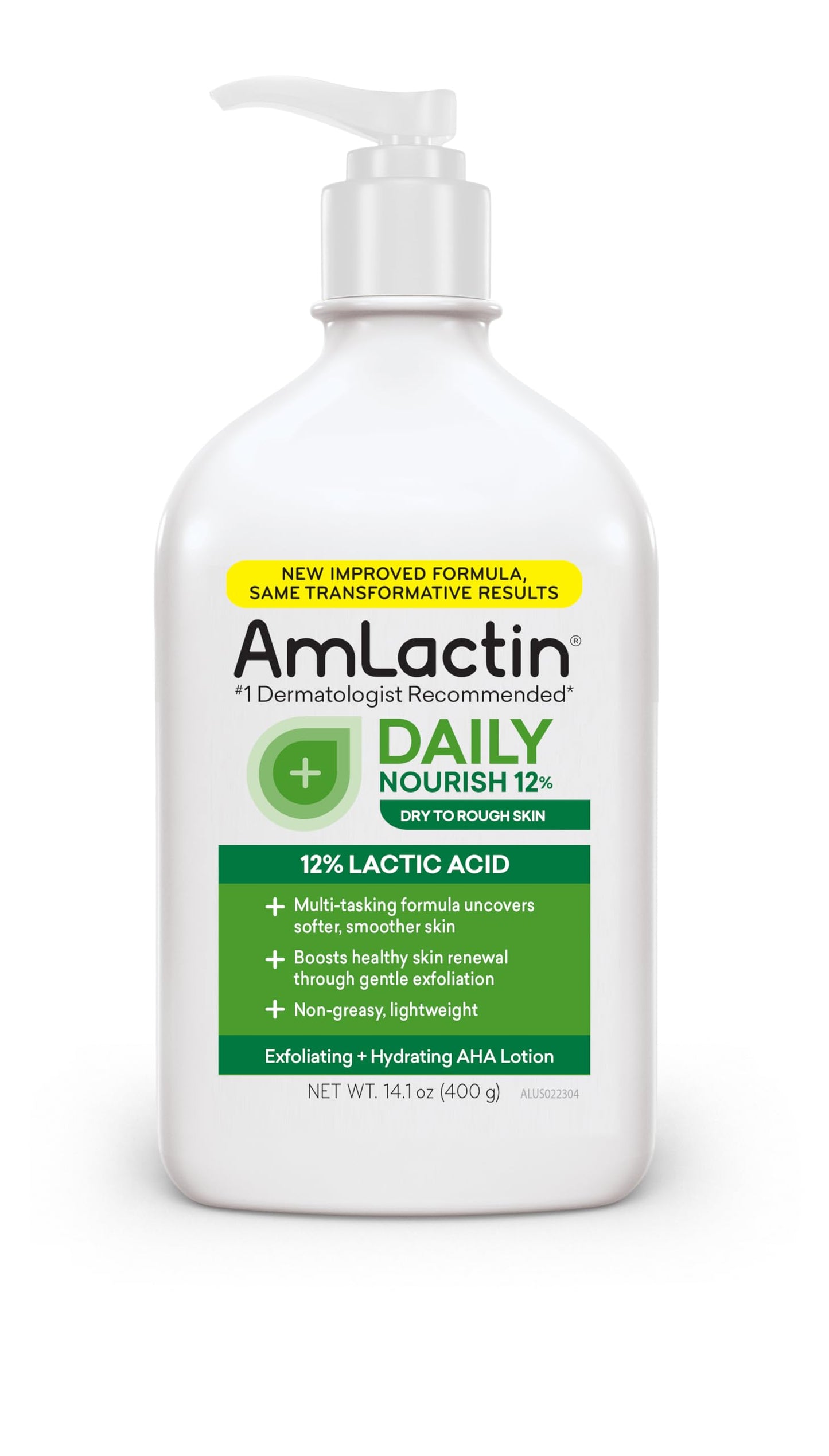 AmLactin Daily Moisturizing Lotion for Dry Skin, 7.9 oz Pump Bottle, 2-in-1 Exfoliator - Body Lotion with 12% Lactic Acid, Dermatologist-Recommended (Packaging May Vary)