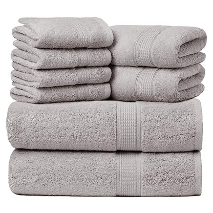 Ariv Towels 4-Piece Large Premium Cotton Bamboo Bath Towels Set for Sensitive Skin & Daily Use - Soft, Quick Drying & Highly Absorbent for Bathroom, Gym, Hotel & Spa- 30" X 52"-Denim