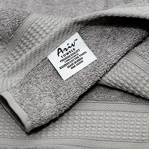 Ariv Towels 4-Piece Large Premium Cotton Bamboo Bath Towels Set for Sensitive Skin & Daily Use - Soft, Quick Drying & Highly Absorbent for Bathroom, Gym, Hotel & Spa- 30" X 52"-Denim