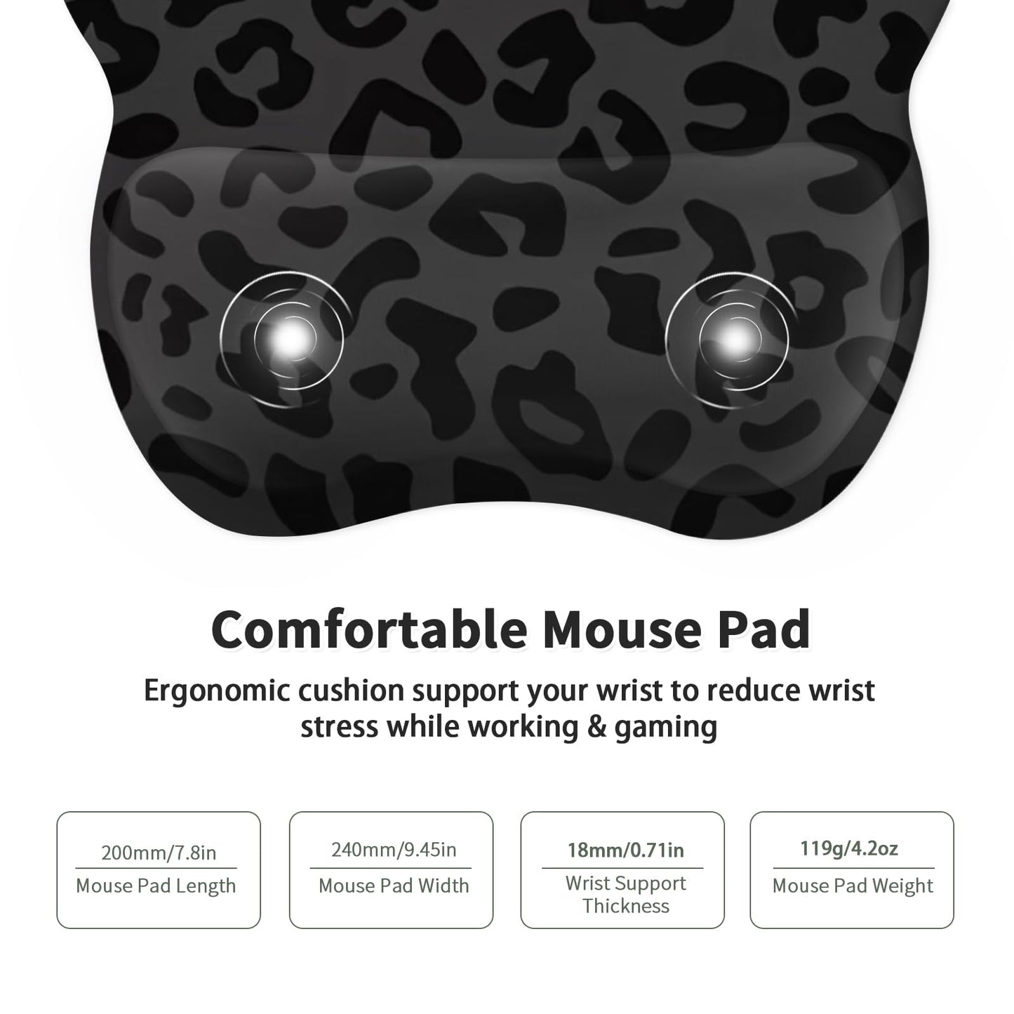 EooCoo Ergonomic Mouse Pad with Wrist Support, Non-Slip Base Mouse Mat for Internet Cafe, Home & Office