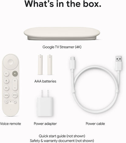 Google TV Streamer 4K - Fast Streaming Entertainment on Your TV with Voice Search Remote - Watch Movies, Shows, Live TV, and Netflix in 4K HDR - Smart Home Control - 32 GB of Storage - Porcelain