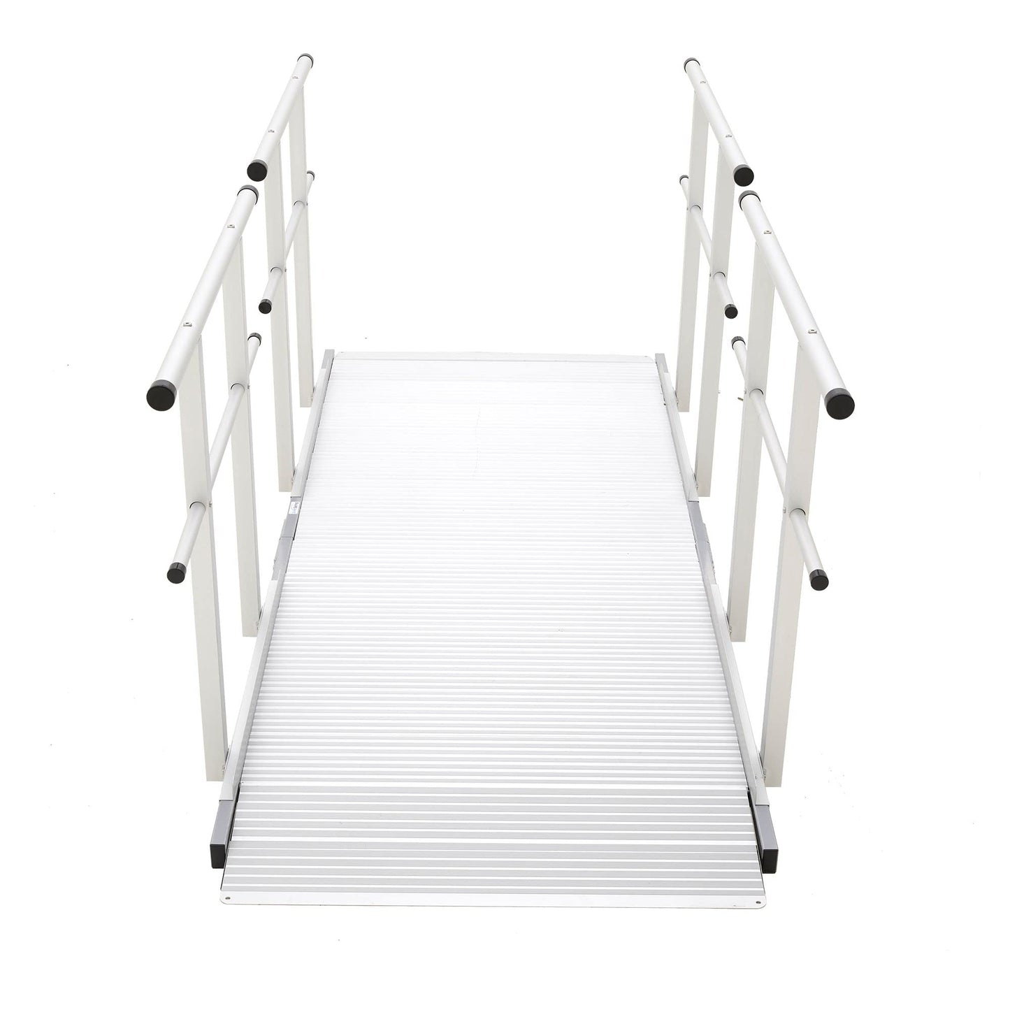 10' L Silver Spring Folding Aluminum Mobility Ramp with Dual Handrails, 850 lb. Capacity, 2" Siderails, Textured Traction, Scooter or Wheelchair Access