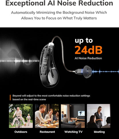 ELEHEAR-Beyond OTC Hearing Aids, AI Powered Speech Enhancement and Tinnitus Masking, Superior Sound Quality, Connectivity with iOS or Android Devices via Bluetooth 5.3, for Seniors and Adults