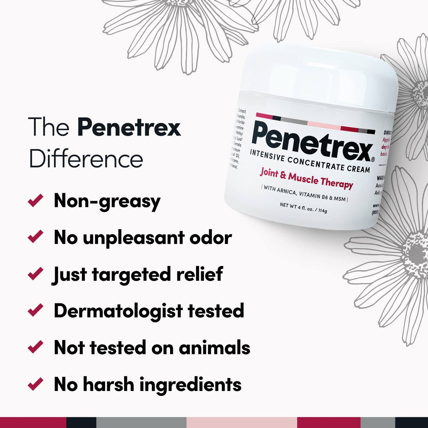 Penetrex Joint & Muscle Therapy – Soothing Comfort for Back, Neck, Hands, Feet – Premium Whole Body Rub with Arnica, Vitamin B6 MSM & Boswellia – Non-Greasy 2oz Cream