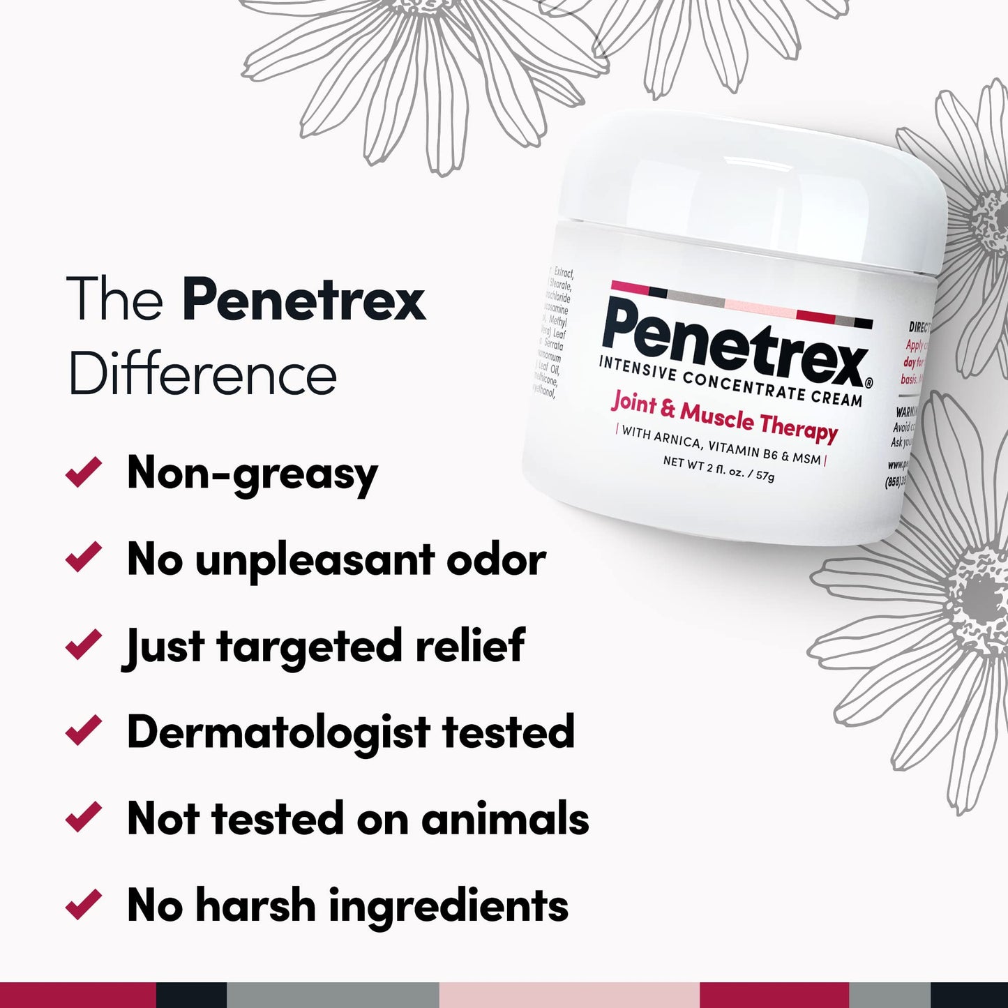 Penetrex Joint & Muscle Therapy – Soothing Comfort for Back, Neck, Hands, Feet – Premium Whole Body Rub with Arnica, Vitamin B6 MSM & Boswellia – Non-Greasy 2oz Cream