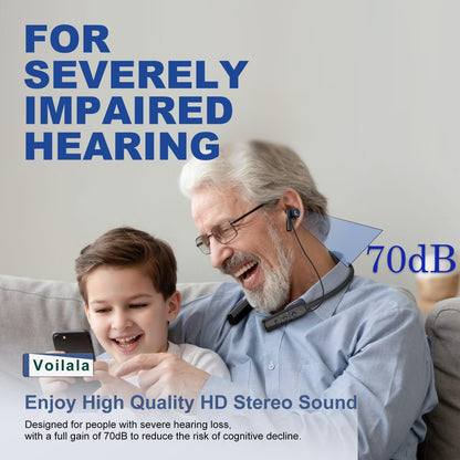 Hearing Aids(Not Amplifier),Neckband Bluetooth OTC Hearing Aids for Seniors with Mild to Severe Hearing Loss with Smart APP Control,Multi-Scene Mode,Noise Cancelling,Rechargeable Adjustable Frequency