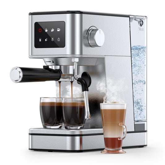 Espresso Machine, 20 Bar Professional Espresso Maker, Milk Frother Steam Wand for Latte, Compact Stainless Steel Machine with 57.5oz Removable Water Tank and LED Touchscreen Monitors