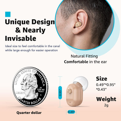 Hearing Aids, Sensley Autiphon Rechargeable Digital Hearing Aids for Seniors Adults with Noise Cancelling, Patented Design for Easy Operation, 1 Week Backup Power, Pair (Light Beige)