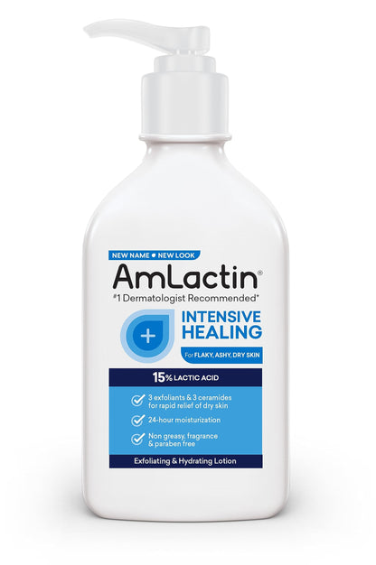 AmLactin Daily Moisturizing Lotion for Dry Skin, 7.9 oz Pump Bottle, 2-in-1 Exfoliator - Body Lotion with 12% Lactic Acid, Dermatologist-Recommended (Packaging May Vary)