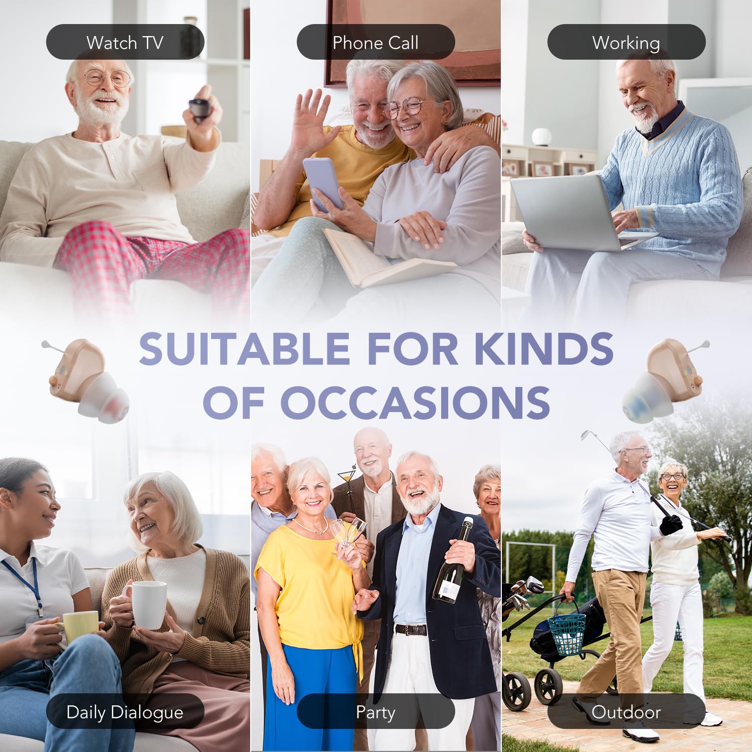 OTC Hearing Aids for Seniors Severe Hearing Loss, Hearing Amplifiers Rechargeable for Seniors Women Men, Premium Comfort Design and Nearly Invisible Portable AM Elderly