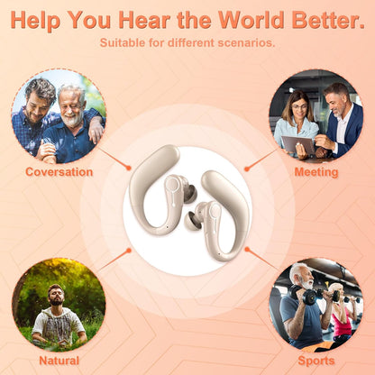 Hearing Aids, Hearing Aids for Seniors with Bluetooth, Rechargeable Hearing Aid with Noise Cancellation, 5-Level Button Volume Control, OTC Hearing Amplifier for Moderate Hearing Loss, Clear Sound