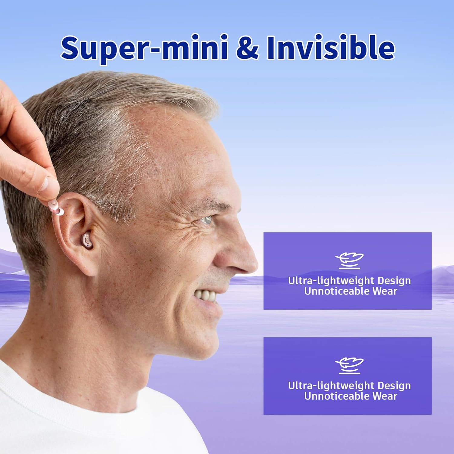 Rechargeable Hearing Aids for Seniors with Hearing loss, They are equipped with a smart noise reduction chip, providing clear sound quality and comfortable wearing. Super-mini, Auto-On/Off