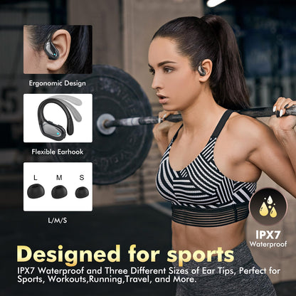 Wireless Earbuds Bluetooth Headphones 80hrs Playback Ear Buds Power Display with Noise Canceling Mic Headsets for Sports/Workout/Running